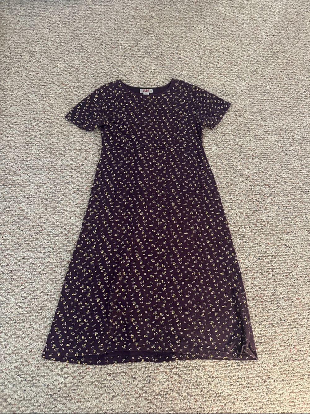 Women’s Short Sleeve Floral Midi Dress - Purple
